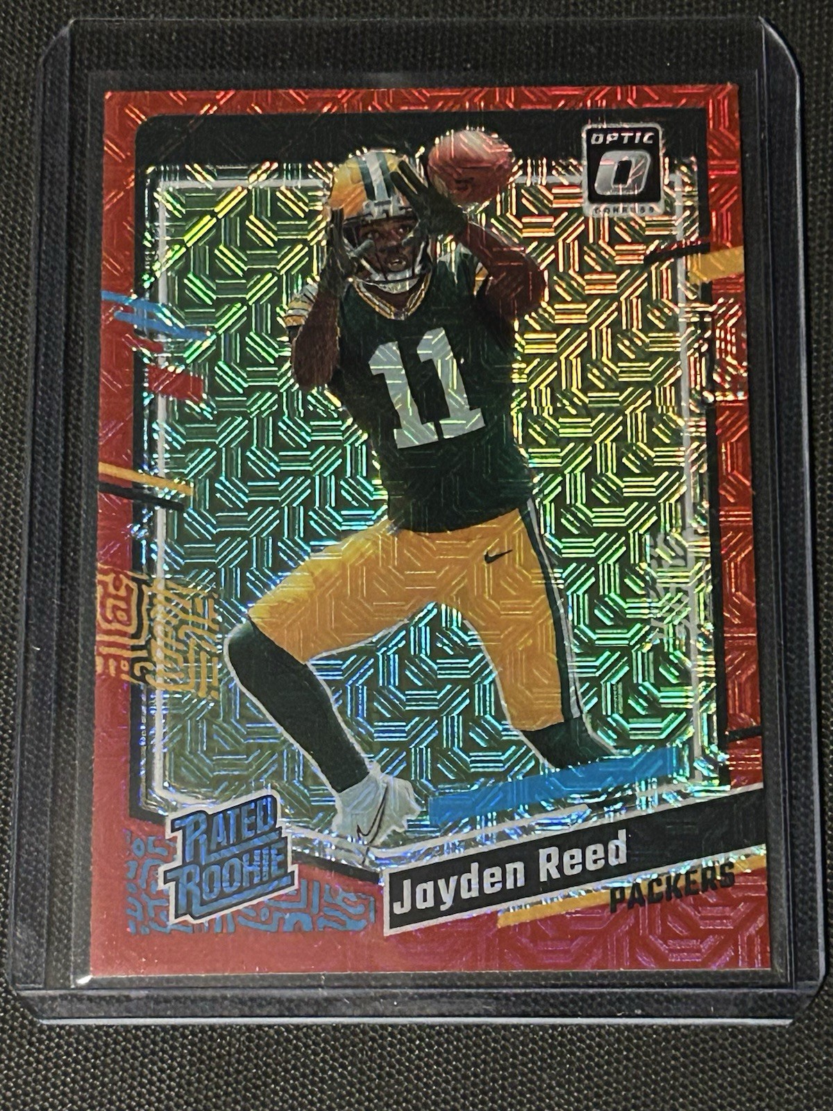 2023 Panini Donruss Optic - Rated Rookie Jayden Reed #239 Red Mojo Prizm (RC)