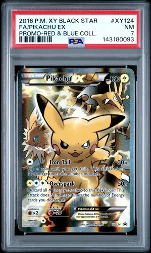 2016 POKEMON XY BLACK STAR PROMO RED & BLUE COLL FULL ART/PIKACHU EX PSA 7