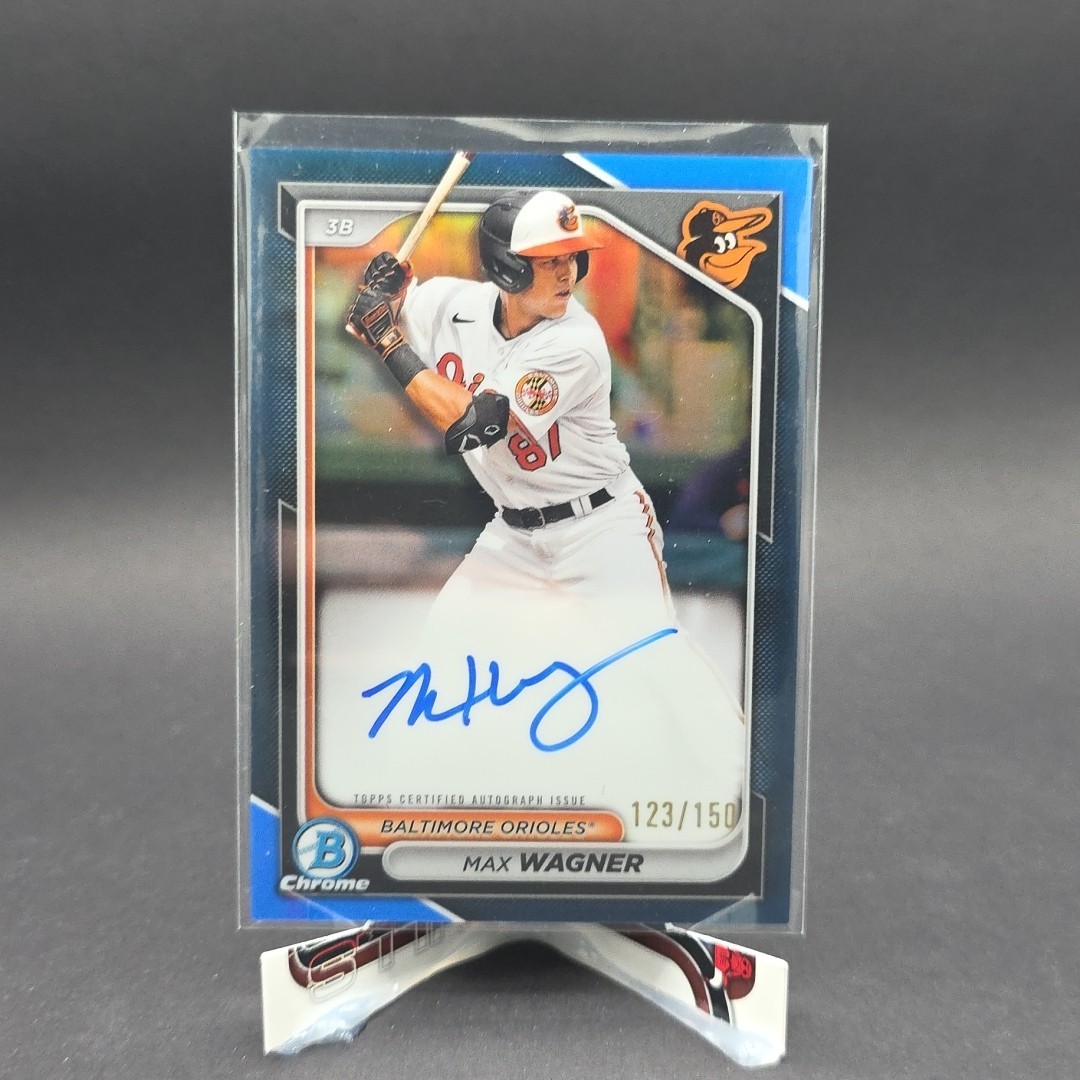 Max Wagner 2024 Bowman Chrome Blue Refractor Auto /150 #CPA-MW Baltimore Orioles