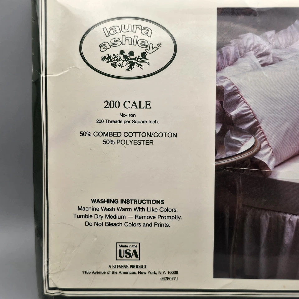 Sábana bajera vintage Laura Ashley a rayas rosa Western King Foto 4 de 4