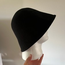 Vtg Black 100 Wool Felt Bucket Hat