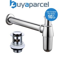 Chrome Bottle Trap Bathroom Basin Sink Pipe Adjustable Height + Pop Up Waste