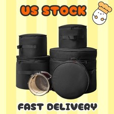 5-Piece Drum Case Set Padded Bags for 22" Kick 12/13/16 Toms 14" Snare
