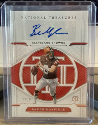 2021 panini national treasures signatures baker mayfield #s-bm auto /99 browns