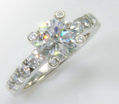 2 ct Stunning Bezeled Prong Set Ring Top CZ Imitation Moissanite Simulant 10