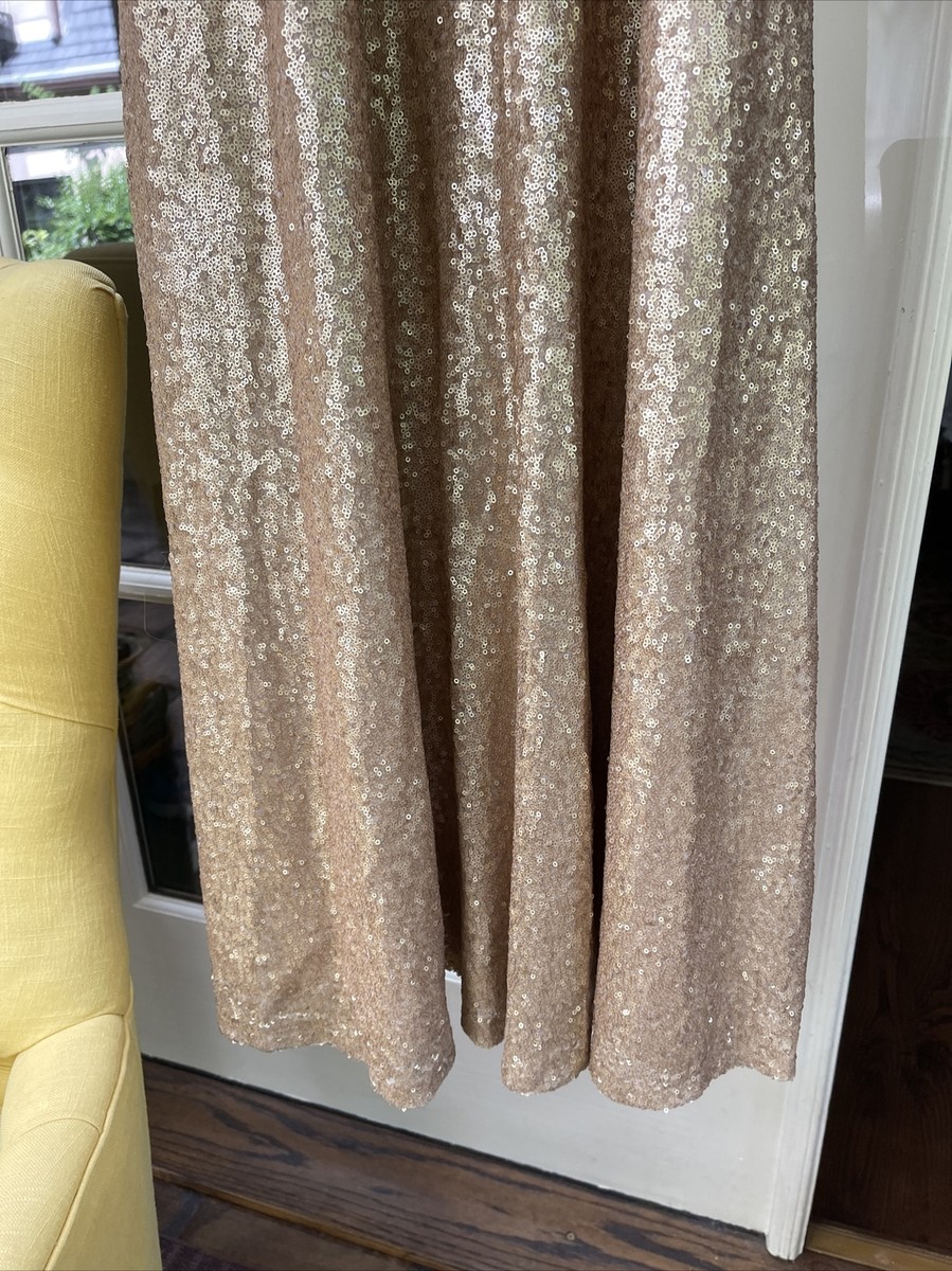 Bari Jay Long Champagne Gold Gown Party Dress Sequin Goddess Size 6/8 | eBay