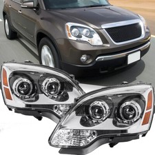 Chrome Headlights Pair Lamps W/ Projector For 2007-2012 GMC Acadia Assembly