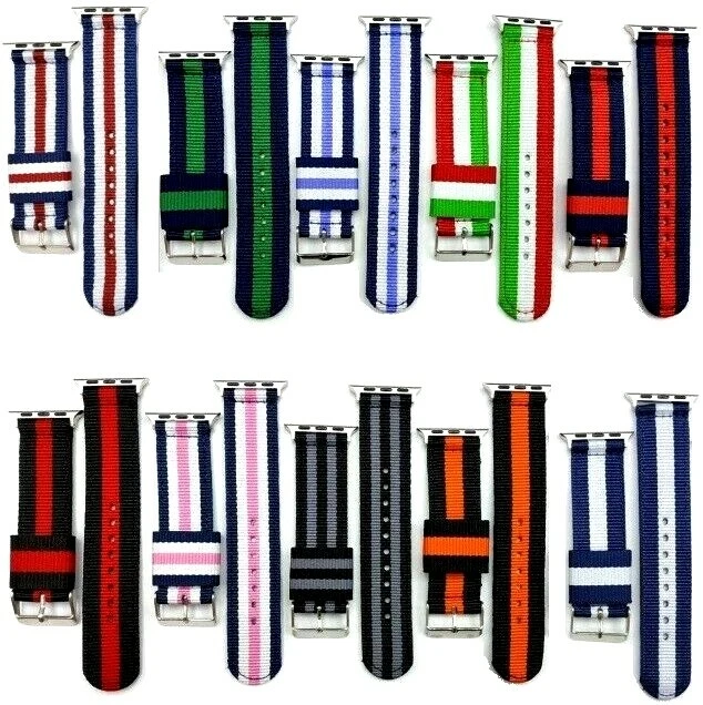 Correa deportiva de nailon a rayas para Apple Watch Series 7 6 5 4 3 41/45 mm iWatch SE Foto 2 de 4