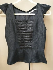 NWT LEON MAX LIMITED EDITION BLACK FRINGE TOP  SIZE  SMALL