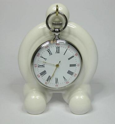 Art Deco WEISS Keramik, Porzellan Taschenuhr Ständer Halter Ausstellungsständer (2 Farben