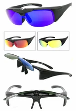 Flip Up Fit Over Sunglasses Polarized Mirror Lens Over PRESCRIPTION GLASSES UV