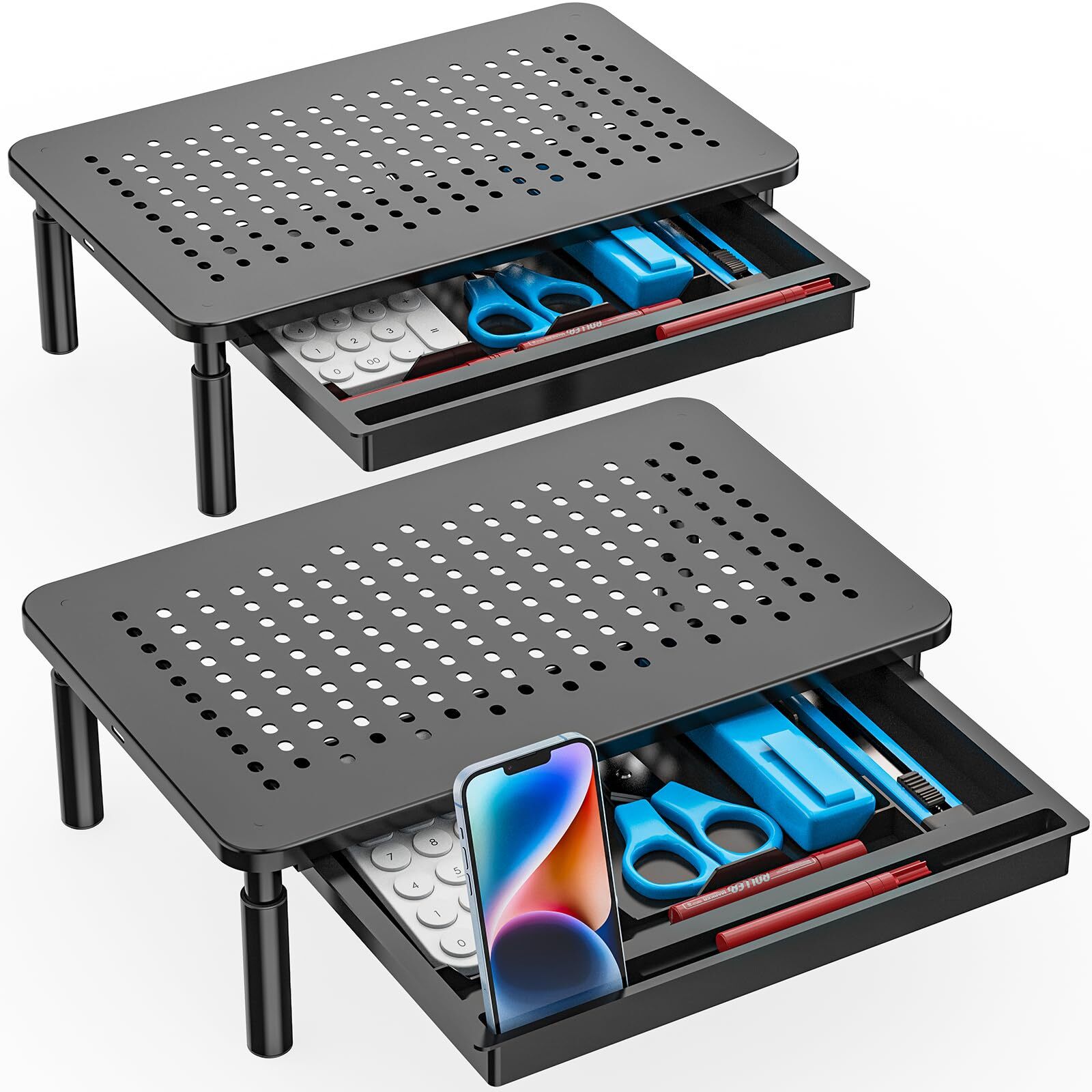 Monitor Stand Riser Computer Stand for Desk with Storage 3 Height Adjustable ...-image