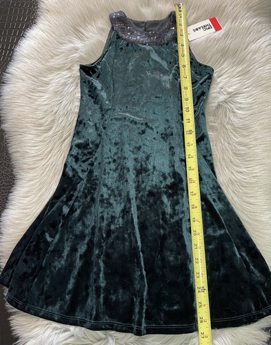 NWT Epic Threads Girls Emerald Green Velvety Holiday Party Dress Size Small $46 - Picture 9 of 10