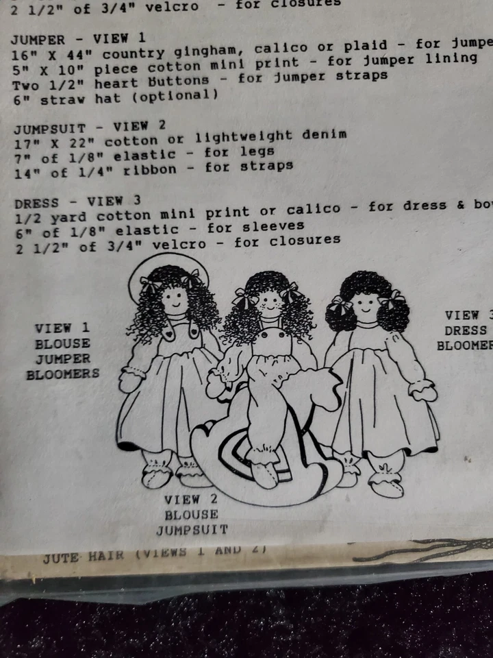 Sweet Home Designs 1990 Sunshine Girls Doll Sewing Pattern - Image 2 of 2