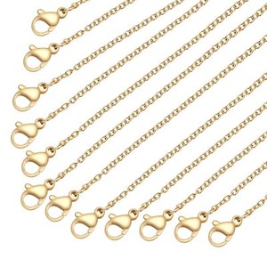 Authentic 20 Pack Gold Plated Necklace Chains Cable Chain Bulk for Jewelry Making, 18"