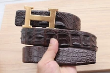 Brown Genuine CROC Leather SKIN Men's Belt - W 1.5"