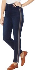 DG2 Diane Gilman Stretch Embroidered Stripe Skinny Jean INDIGO 0 NEW 89 