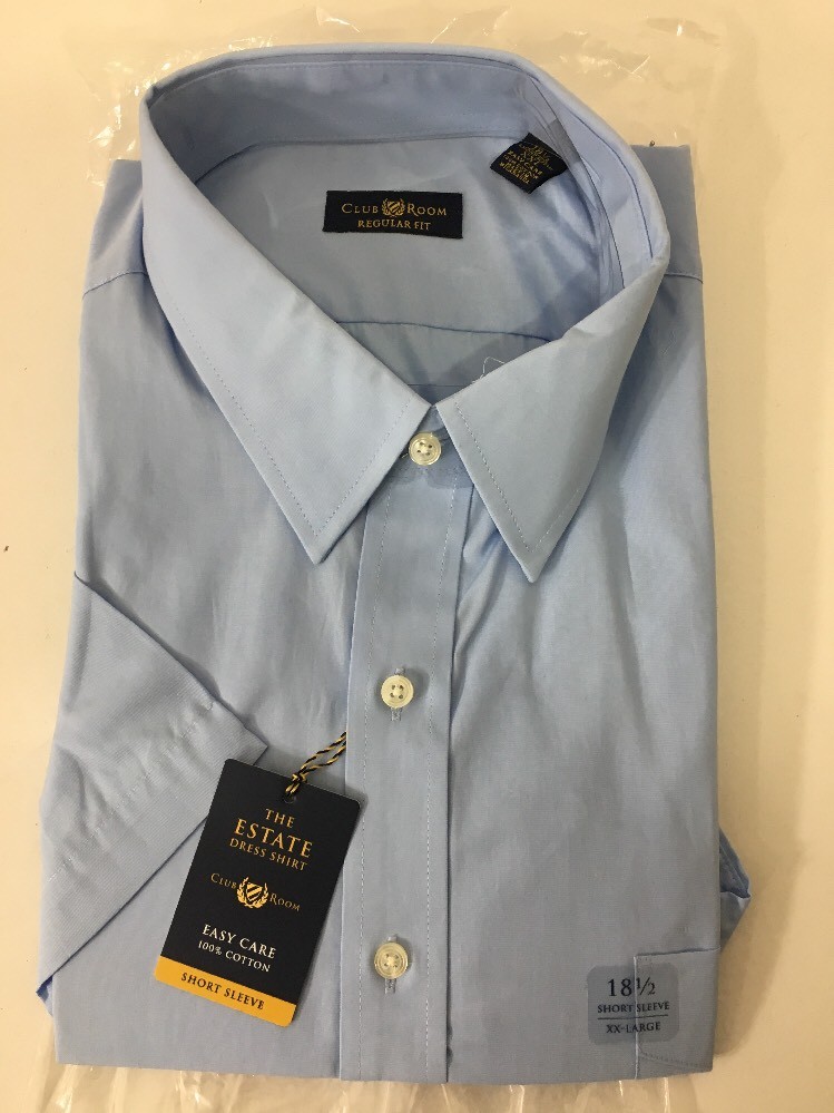 club room estate dress shirt Club Room Estate Multi-Check Short-Sleeved Dress Shirt, Blue, 14.5