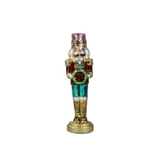 SINT Green Glass Lightup Nutcracker Figurine for Christmas