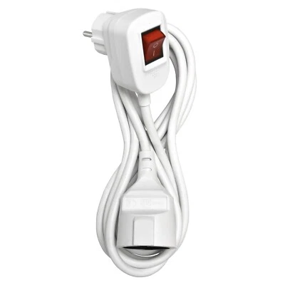 Heitech Komfort Verlängerungskabel mit Schalter 3m Steckdose 2-polig Intertek/GS