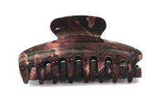NEW French Hand-Made Hair Claws Brown Python Lace 3.5 Inch Tortoise Jaw Clip M39