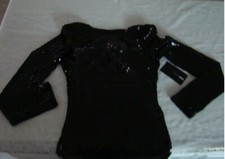 Fashion Nova Night Sequin Dress, Long Sleeve, Open V Back Junior's Size M, Black