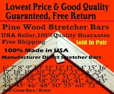Pair of  Canvas Stretcher Bars Strips 6 ,8,10,12,14,16,18,20,24,30,36,48,60,72"