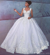 Backless Ball Gown Wedding Dresses Beaded Lace Applique Sweetheart Bridal Gowns