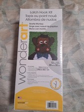 NIB 2021 Wonderart Bowtie Monkey Latch Rug Hook Kit 12" X 12"