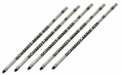 5 Schmidt Mini Ballpoint Pen Refills Livescibe 3 Pens, Medium Point