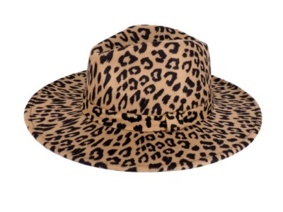 Fedora Leopard Print Men Women Felt Vintage Style Wide Brim  display picture 3