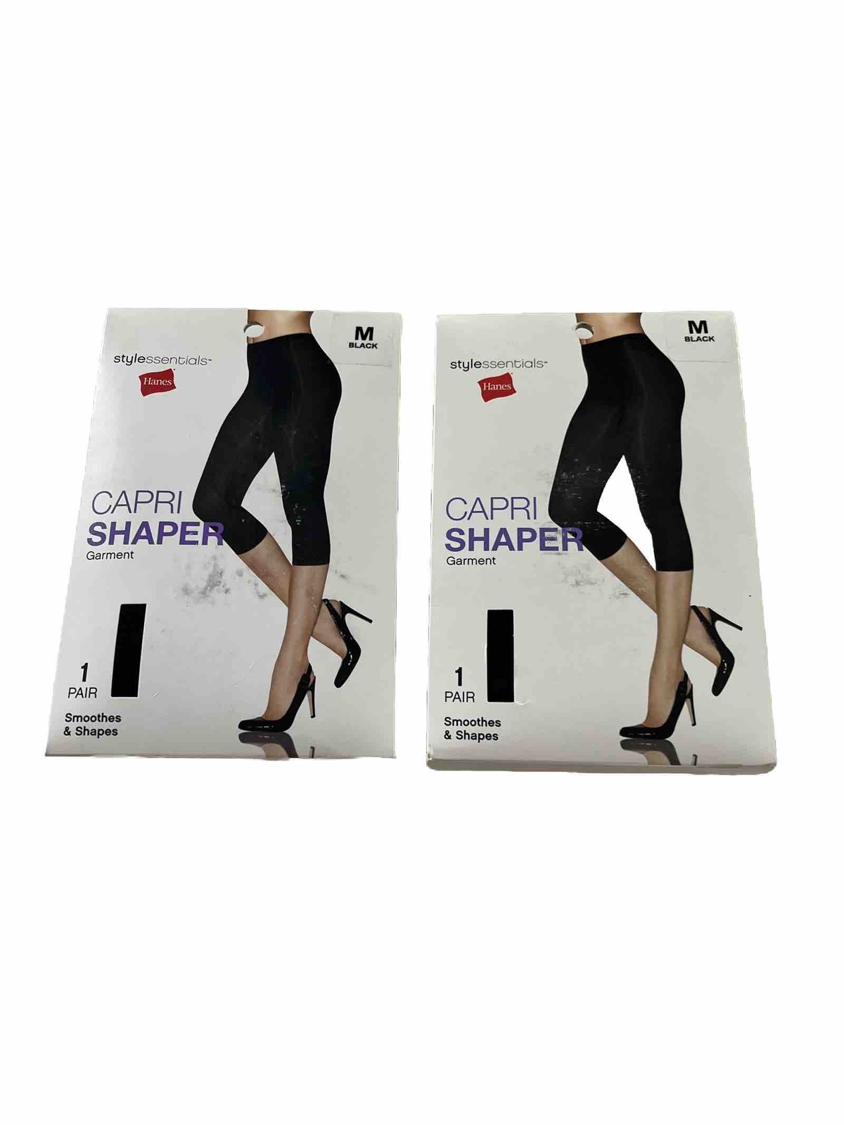 Hanes Style Essentials Capri Shapers Size Medium Black Lot of 2 Pairs