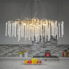 Led Crystal Chandeliers for Dining Room Modern Oval Tree Branch Pendant Light