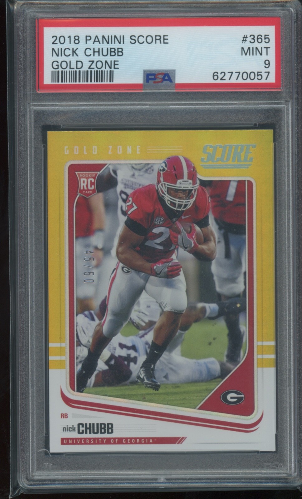 Nick Chubb Panini Score #365 Gold Zone