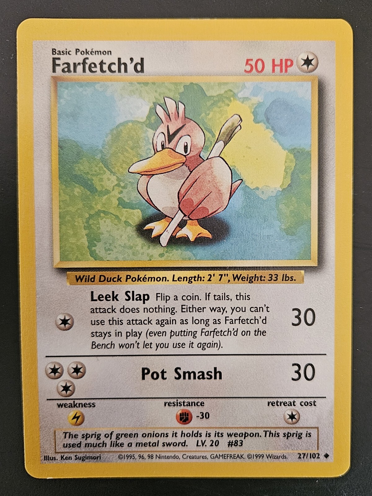 NM Near Mint Farfetch'd 27/102 - Base Set - WOTC - Pokémon Card - 1999