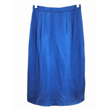Vintage Blue Lined Back Slit Side Zip Pockets Maxi Straight Skirt
