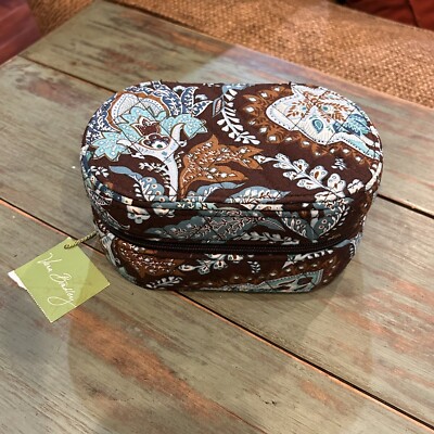 Vera Bradley Java Blue Quilted Oval Jewelry Box Organizer