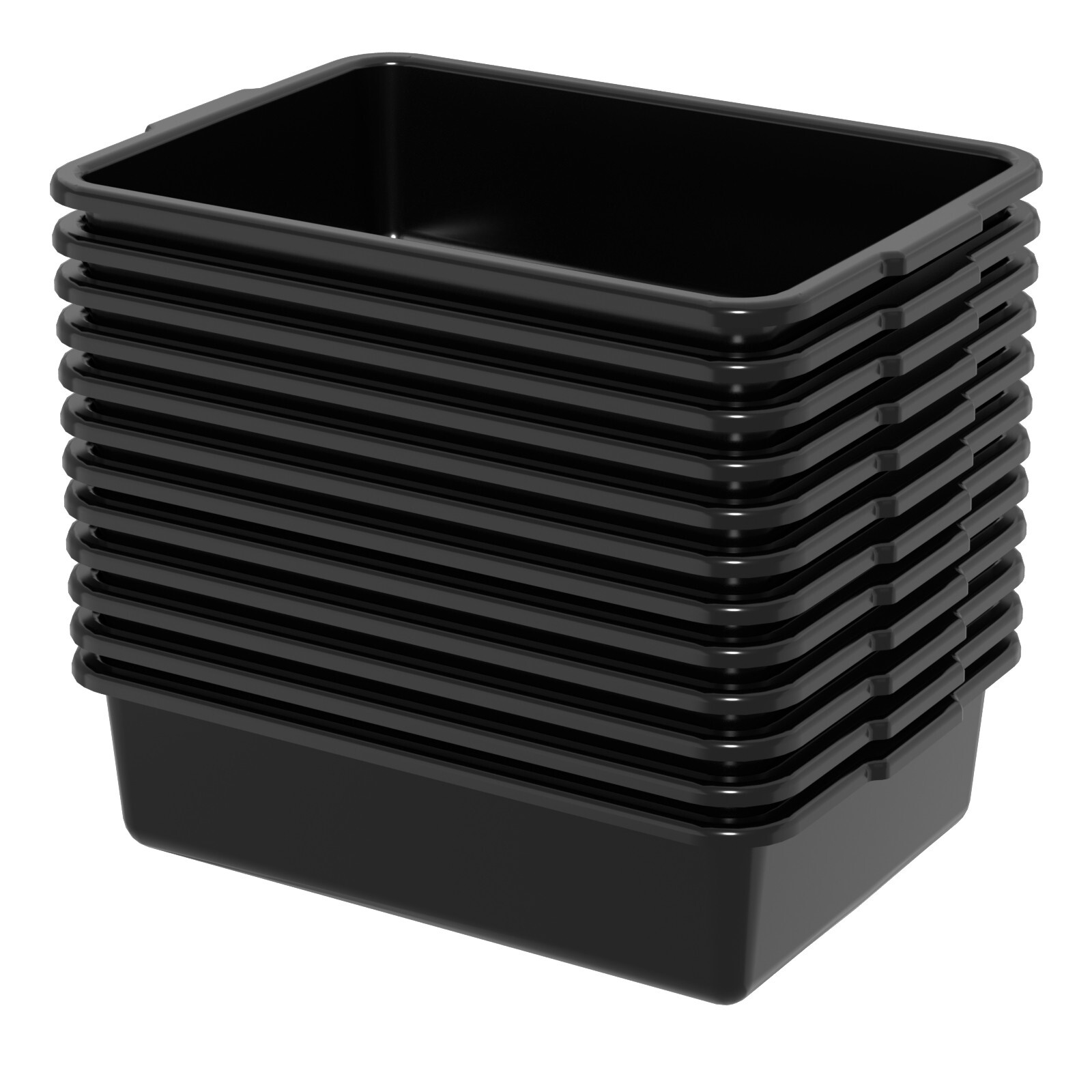 12-Pack 13 L Plastic Commercial Food Serving Bus Tub, Black Wash Basin Dishpan