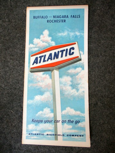 Vintage ATLANTIC BUFFALO-ROCHESTER Highway Road Gas Station Travel Map 1966