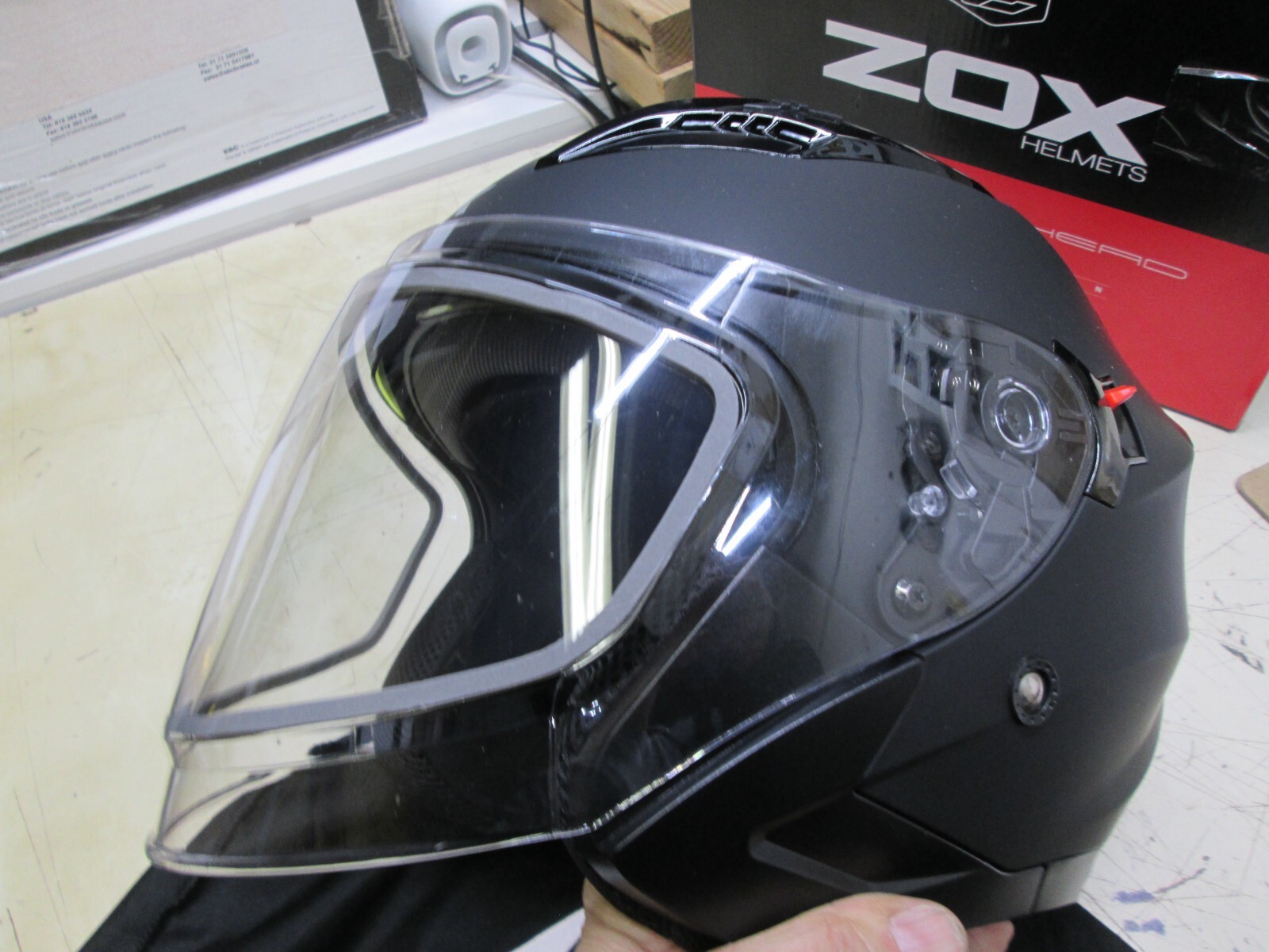 ZOX MOTORCYCLE HELMET OPENFACE 3/4 WITH FACE SHIELD ADULT 2XL MATT