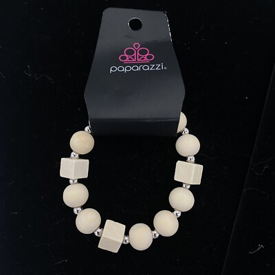 Paparazzi Fashion Jewelry Timber Trendsetter White Stretch Bracelet
