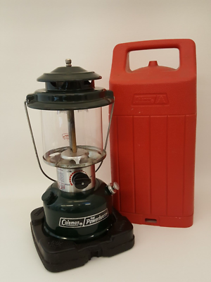 #ad Vintage 1988 green Coleman Power House lantern in red hard plastic case 290 A700 $74.96