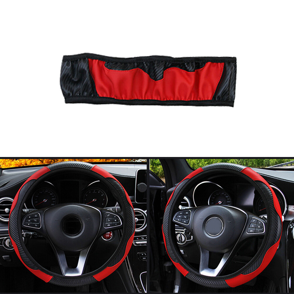 Leather Steering Wheel Cover - Elastic Stretch Protector 14.5-15 Inch Universal Fit