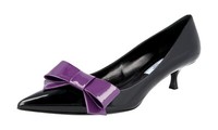 Prada Lackleder Pumps Kitten 1I803H Schwarz Lila Schleife Neu - 39,5 40 Uk 6.5