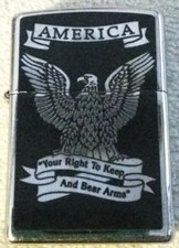 AMERICA YOUR RIGHT TO KEEP AND BEAR ARMS EAGLE ZIPPO LIGHTER 