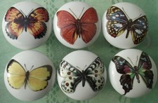 Ceramic Cabinet Knobs w/ Butterflies 2 Butterfly 6 Insect