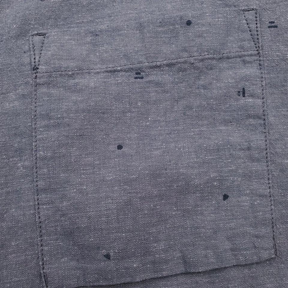 REI CoOp Shirt Mens Large Blue Hemp Button Front Spotted Relaxed Fit - Image 3 of 4