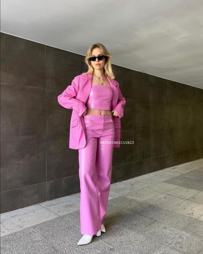 BERSHKA NEW WOMAN SS22 PINK MOCK CROC 