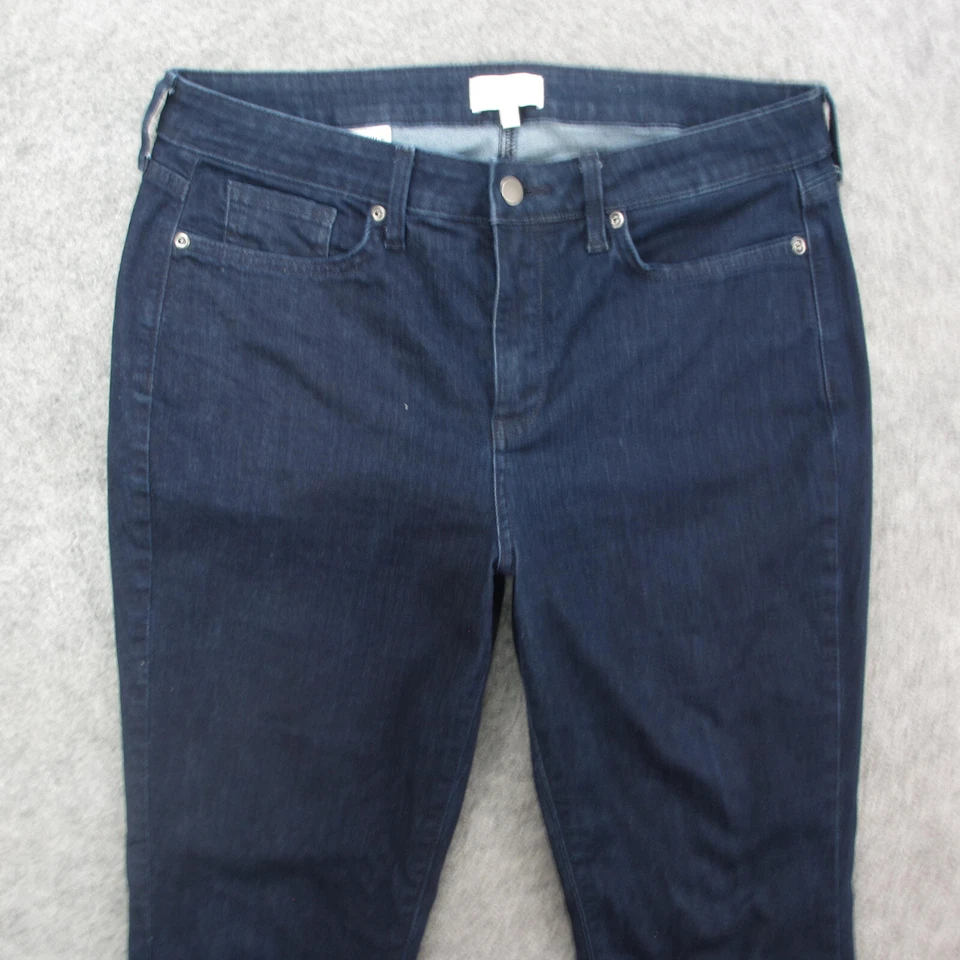 Pantalones de mezclilla para mujer NYDJ 12 azules lavado oscuro levantamiento pliegue tiro alto mamá Foto 2 de 4