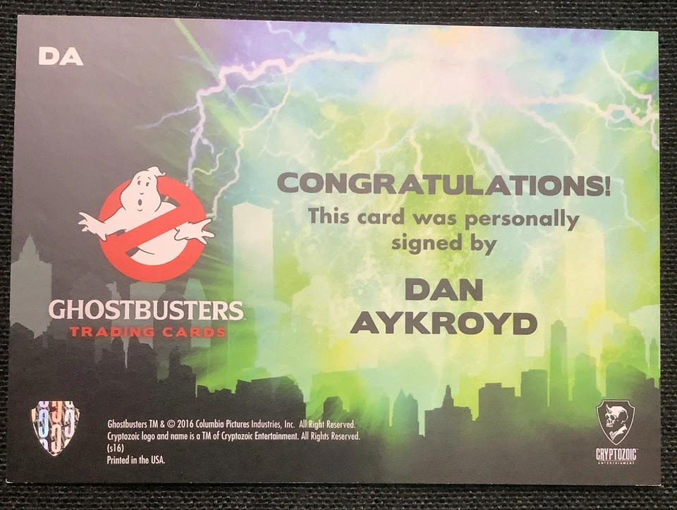 2016 Ghostbusters DA Dan Aykroyd Autograph Card As Ray Stantz Cryptozoic! - Image 2 of 2